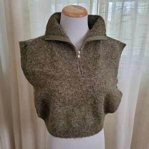 Ludovica Olive Green Sweater Half Zip Vest Size M Pre-owned